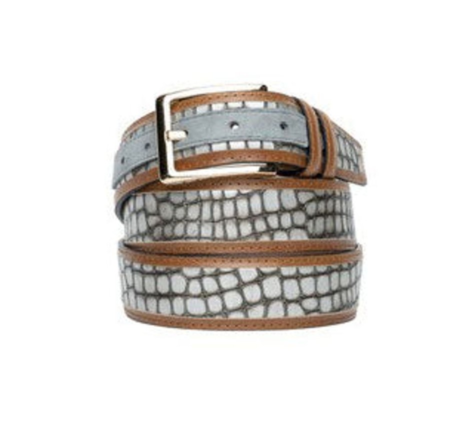 Corrente Corrente Crocodile Printed Calfskin Belt Silver | Belts