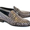 Corrente Corrente Crocodile Printed Calfskin Penny Loafer Grey | Loafers