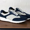 CARRUCCI Calfskin & Suede Lace-Up Sneaker Blue/Bone | Sneakers