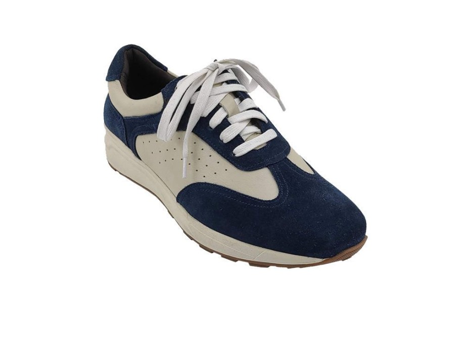 CARRUCCI Calfskin & Suede Lace-Up Sneaker Blue/Bone | Sneakers