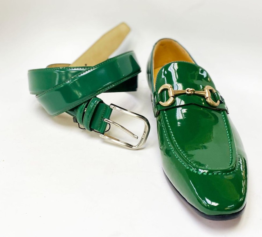 Maurice Patent Leather Belt Green | Belts