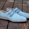 Carrucci by Maurice Suede Slip-On Double Buckle Shoe Sky/Blue | Suede