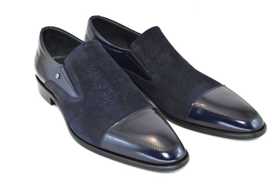 Corrente Corrente Calfskin & Suede Slip-On Shoe Navy | Suede