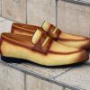 CARRUCCI Woven Canvas & Calfskin Slip-On Loafer Yellow/Brown | Loafers