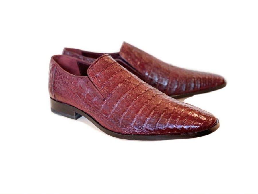 Pelle Exotics Pelle Exotics Crocodile Slip-On Loafer Burgundy | Exotics