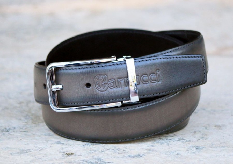 CARRUCCI Burnished Calfskin Belt Grey | Belts