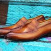 CARRUCCI Calfskin Slip-On Penny Loafer Cognac | Loafers