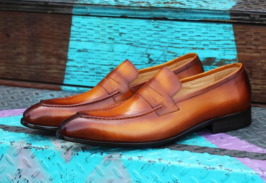 CARRUCCI Calfskin Slip-On Penny Loafer Cognac | Loafers