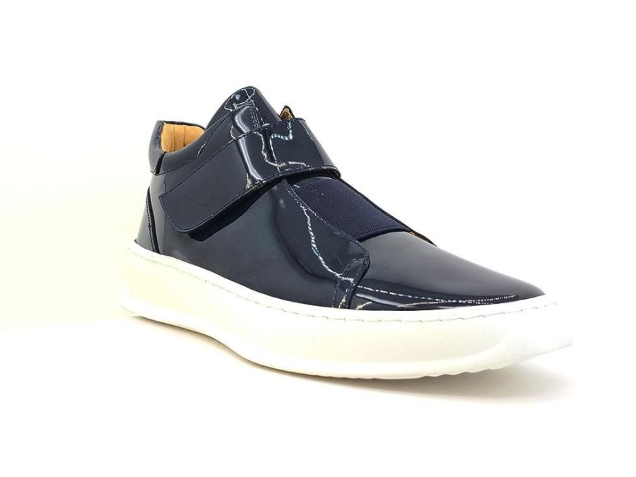 CARRUCCI Shiny Calfskin High Top Sneaker Navy | Sneakers