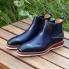 Maurice Burnished Calfskin Slip-On Boot Blue | Boots