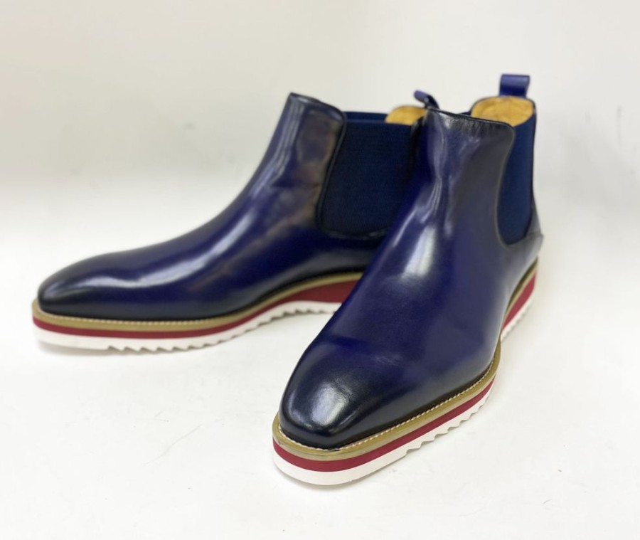 Maurice Burnished Calfskin Slip-On Boot Blue | Boots