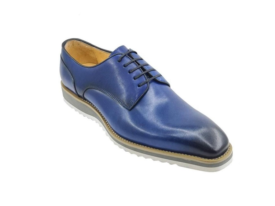 CARRUCCI Burnished Calfskin Lace-Up Shoe Navy | Lace-Ups