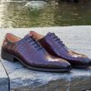 Carrucci by Maurice Crocodile Embossed Calfskin Lace-Up Oxford Burgundy | Lace-Ups