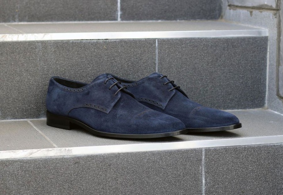 Corrente Corrente Suede Lace-Up Oxford Navy | Suede