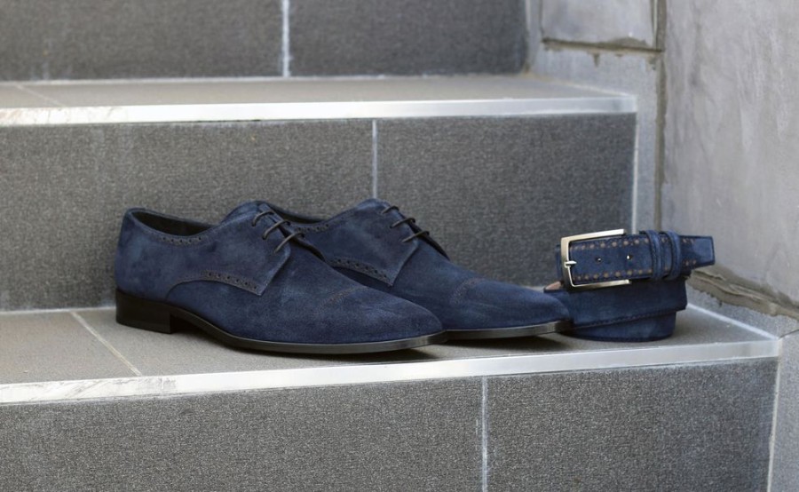 Corrente Corrente Suede Lace-Up Oxford Navy | Suede