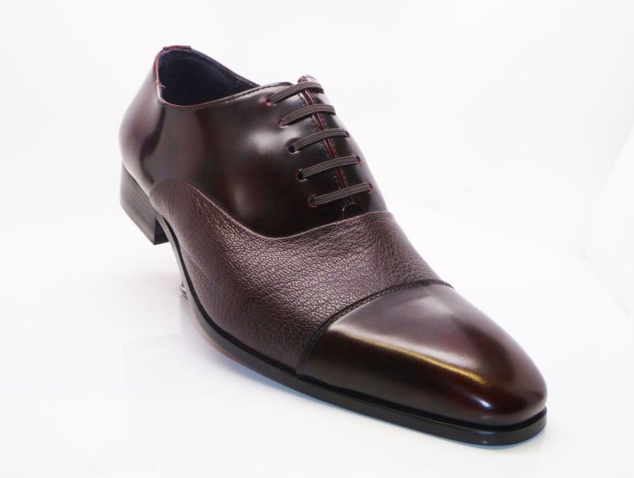 CARRUCCI Calfskin & Deerskin Lace-Up Oxford Burgundy | Lace-Ups