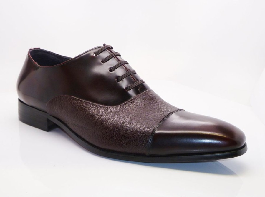 CARRUCCI Calfskin & Deerskin Lace-Up Oxford Burgundy | Lace-Ups