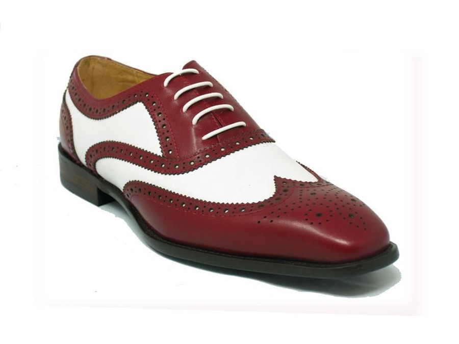 Carrucci by Maurice Calfskin Spectator Wingtip Oxford Red/White | Lace-Ups