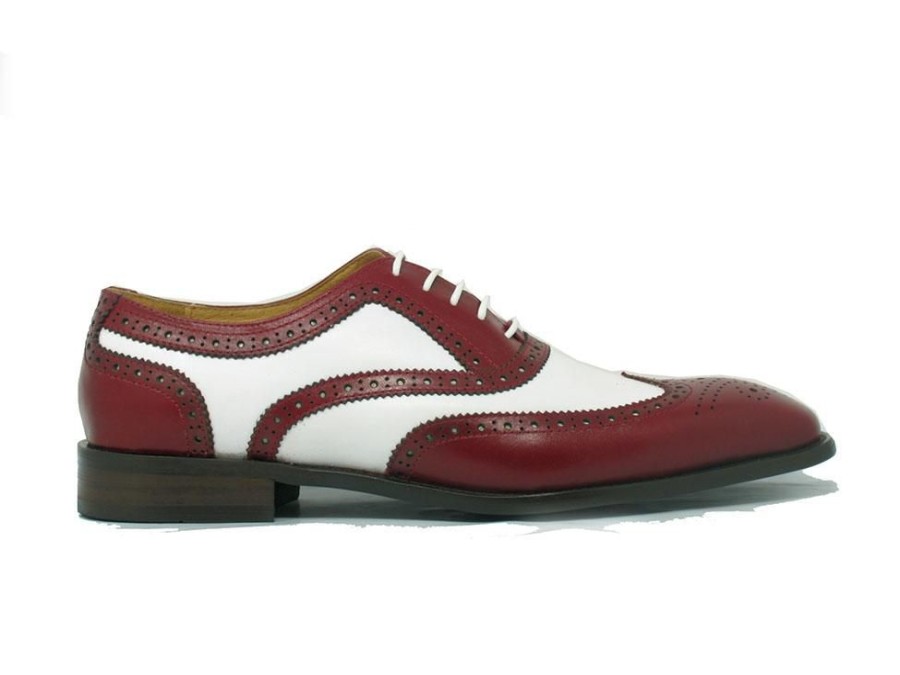 Carrucci by Maurice Calfskin Spectator Wingtip Oxford Red/White | Lace-Ups