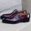 Ugo Vasare Eric Burnished Calfskin Monkstrap Shoe Burgundy | Monkstraps