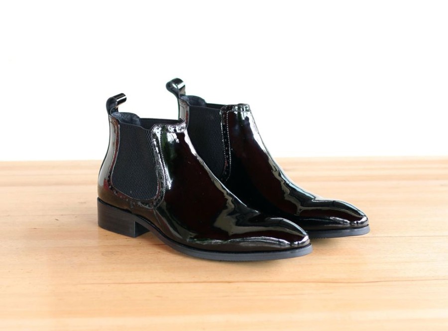 Carrucci by Maurice Shiny Calfskin Slip-On Boot Black | Boots