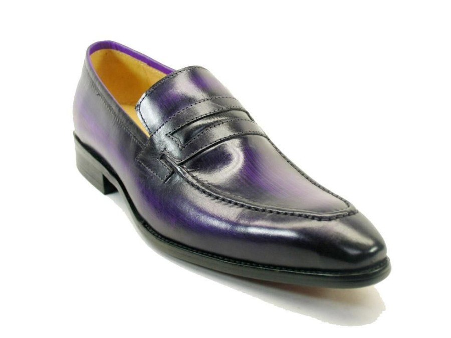 CARRUCCI Calfskin Slip-On Penny Loafer Purple | Loafers