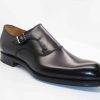 Ugo Vasare Burnished Calfskin "Fred" Monkstrap Black | Monkstraps