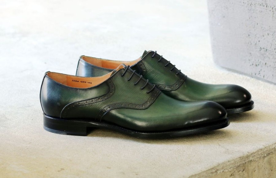 Ugo Vasare Hudson Burnished Calfskin Lace-Up Oxford Green | Lace-Ups