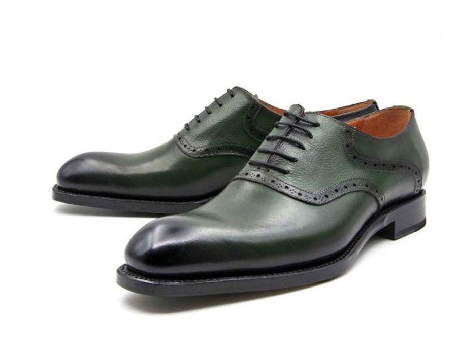 Ugo Vasare Hudson Burnished Calfskin Lace-Up Oxford Green | Lace-Ups