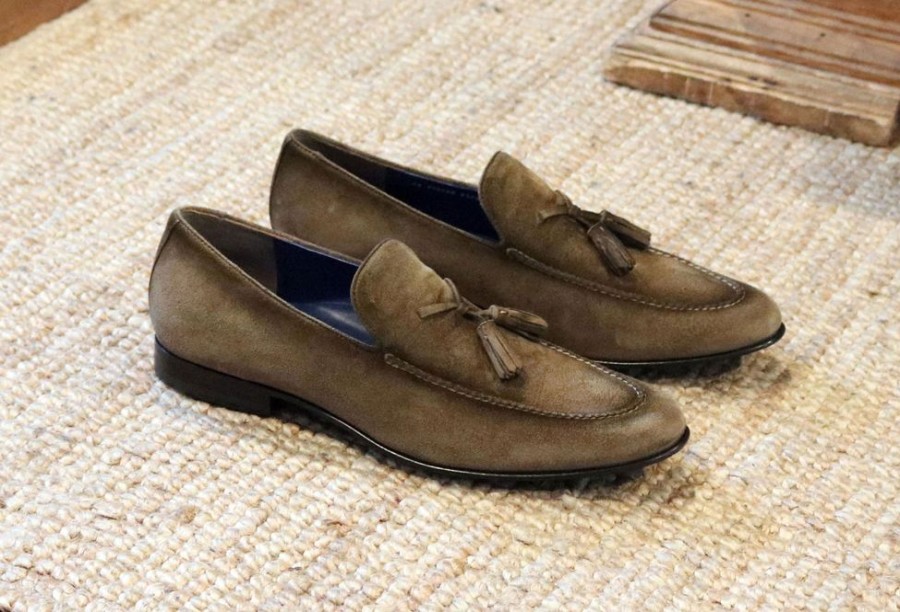 Jean Pierre Jean Pierre Suede Tasseled Loafer Olive | Suede