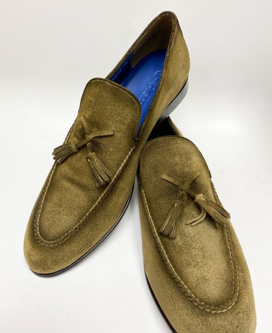 Jean Pierre Jean Pierre Suede Tasseled Loafer Olive | Suede