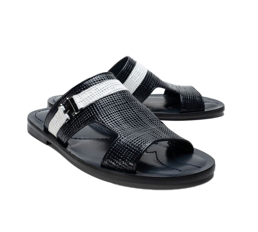 Corrente Corrente Perforated Calfskin Sandal Navy | Sandals