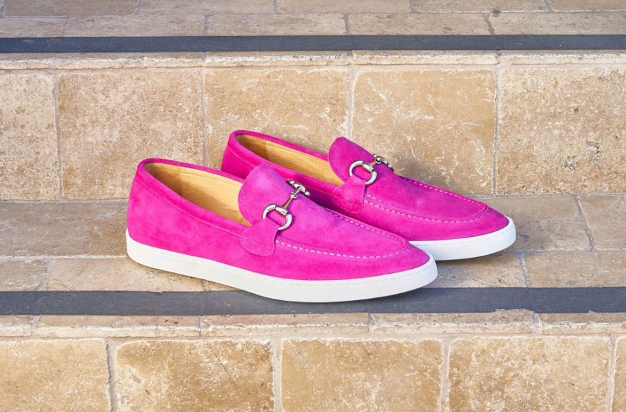 CARRUCCI BY MAURICE Suede Slip-On Horsebit Loafer Fuchsia | Sneakers