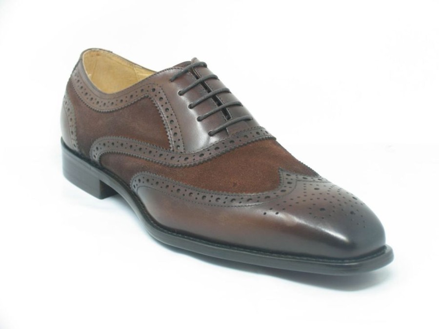 Carrucci by Maurice Calfskin & Suede Wingtip Oxford Chestnut | Lace-Ups