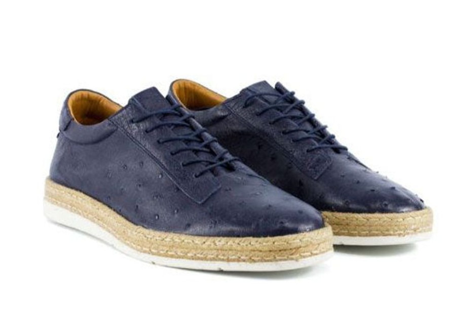 Pelle Pelle "Monaco" Ostrich Lace-Up Shoe Navy | Exotics