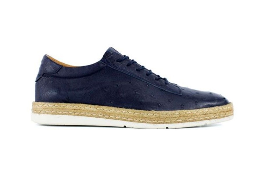 Pelle Pelle "Monaco" Ostrich Lace-Up Shoe Navy | Exotics