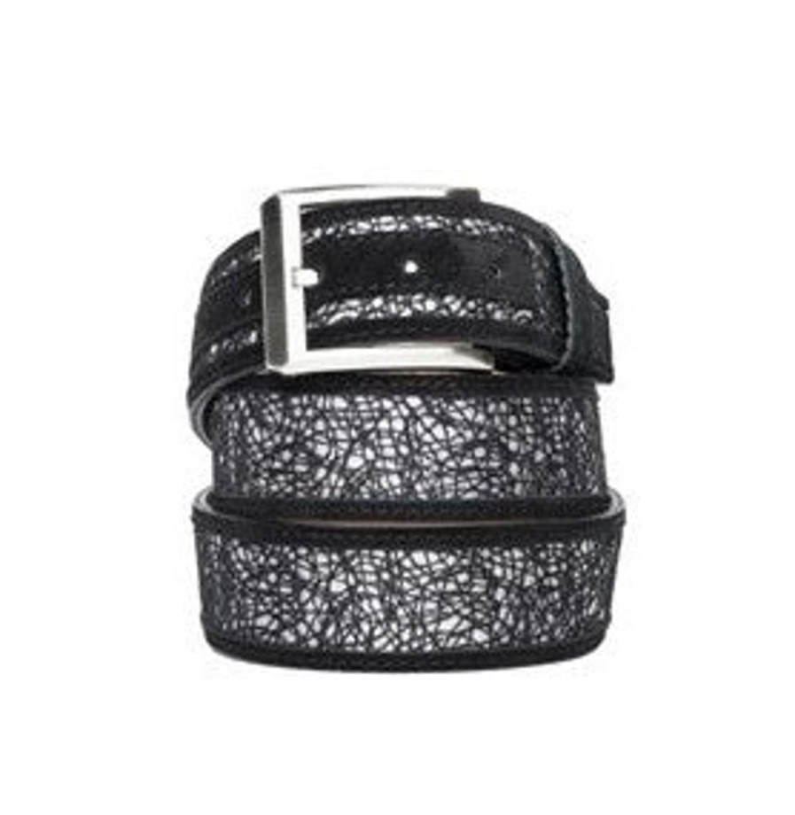 Corrente Corrente Linen & Shiny Calfskin Belt Black | Belts