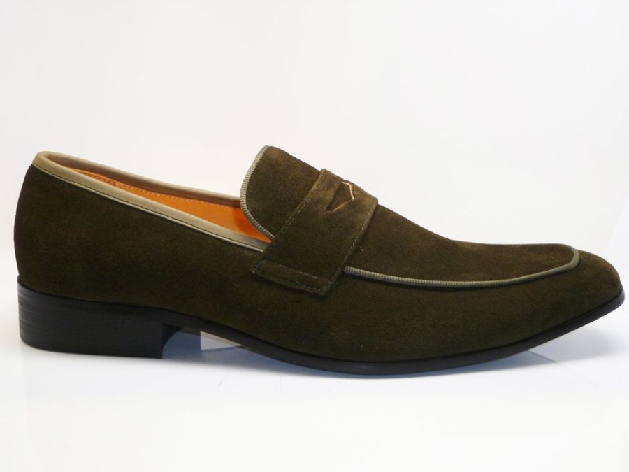 Carrucci by Maurice Suede Penny Loafer Olive | Suede