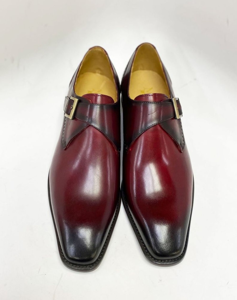 Maurice Burnished Leather Monkstrap Burgundy | Monkstraps