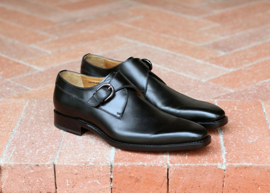 Ugo Vasare Burnished Calfskin Monkstrap Black | Monkstraps