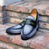 CARRUCCI Woven Canvas & Calfskin Slip-On Loafer Grey/Olive | Loafers