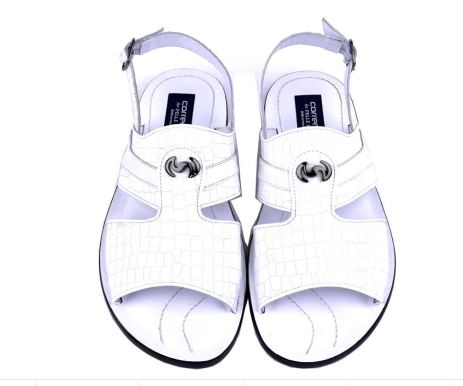 Corrente Corrente Crocodile Printed Calfskin Sandal White | Sandals