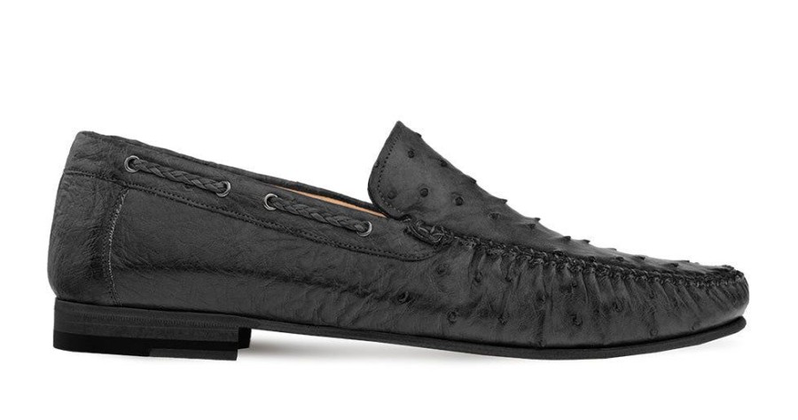 Mezlan Mezlan Ostrich Dress Moccasin Black | Exotics