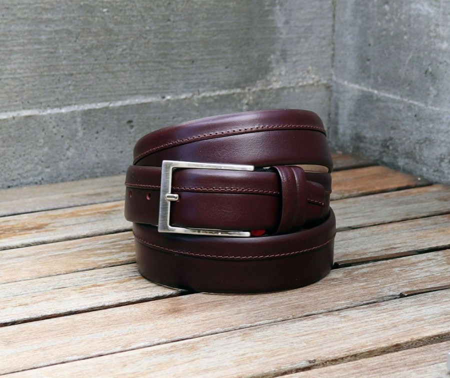 Maurice Maurice Stitched Leather Belt Brown | Belts