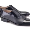 Pelle Pelle Deerskin & Polished Calfskin Lace-Up Oxford Black | Lace-Ups