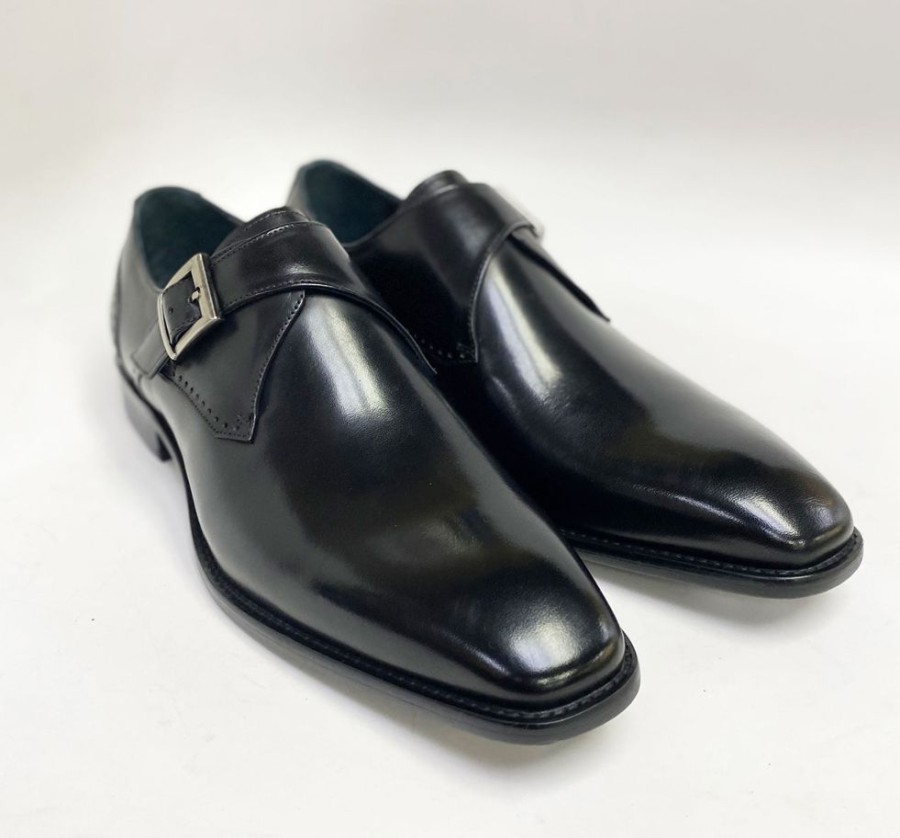 Maurice Burnished Leather Monkstrap Black | Monkstraps