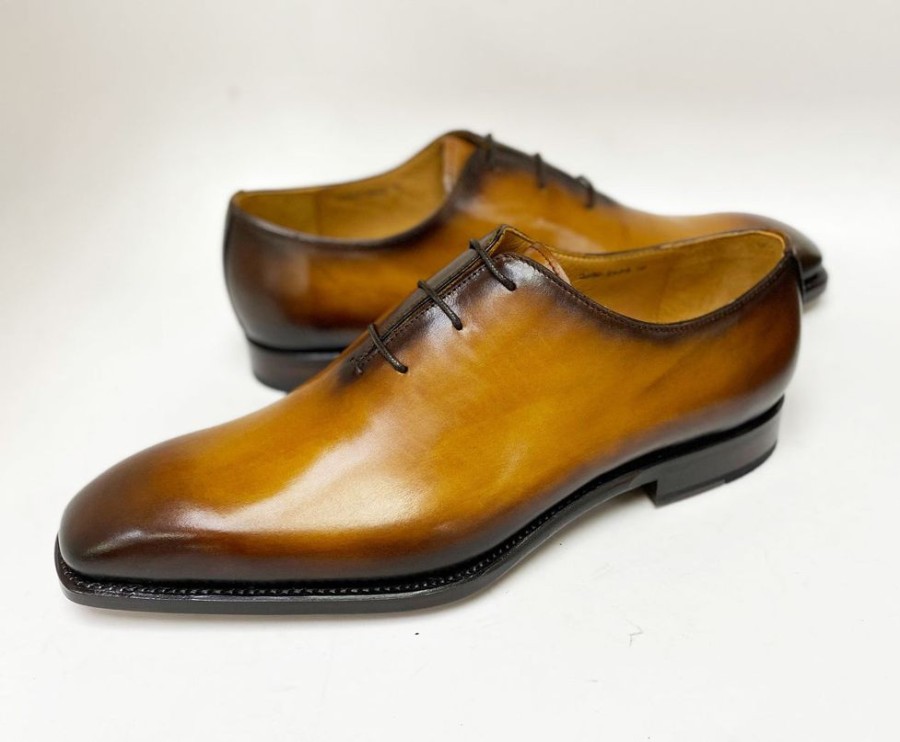 Ugo Vasare Jason Sr Burnished Calfskin Lace-Up Oxford Caramel | Lace-Ups