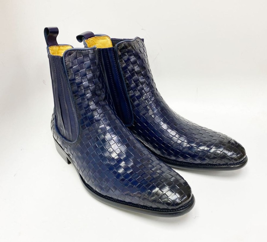 Carrucci by Maurice Woven Calfskin Slip-On Boot Blue | Boots