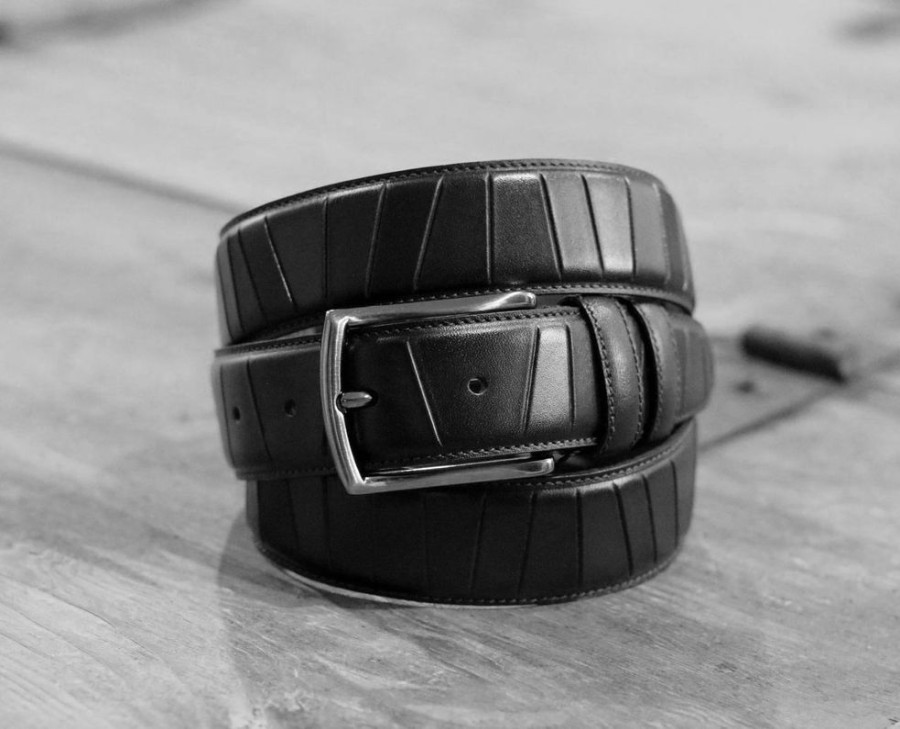 Maurice Scored Leather Belt Black | Belts