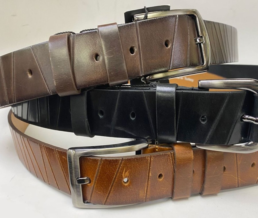 Maurice Scored Leather Belt Black | Belts